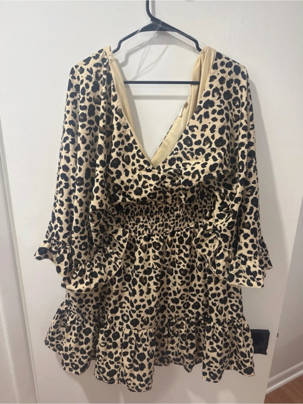 Blush Leopard Print Dress in Beige and Black